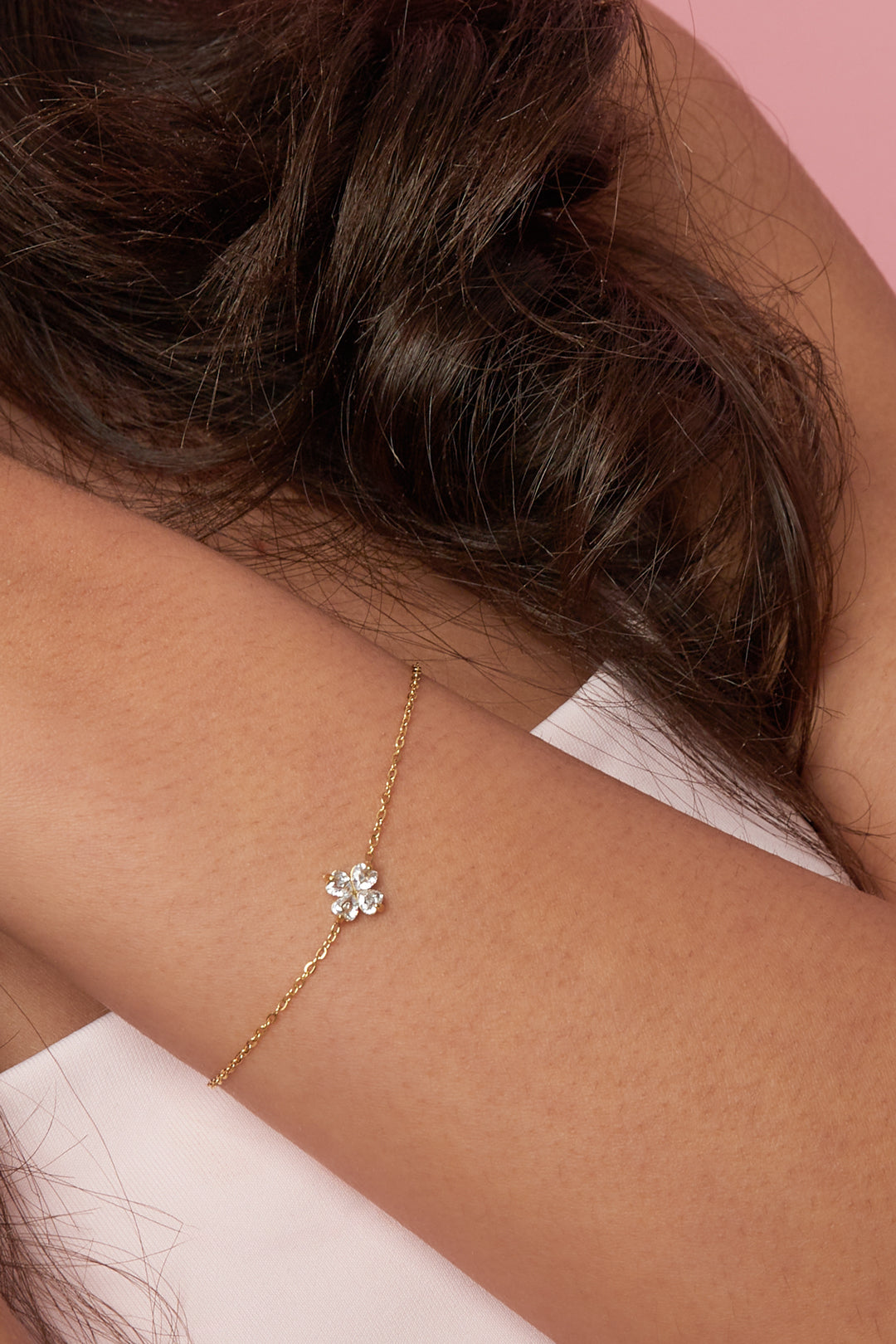 "Lumière Clover" Armband – Zartes Kleeblatt Armband mit Zirkonia