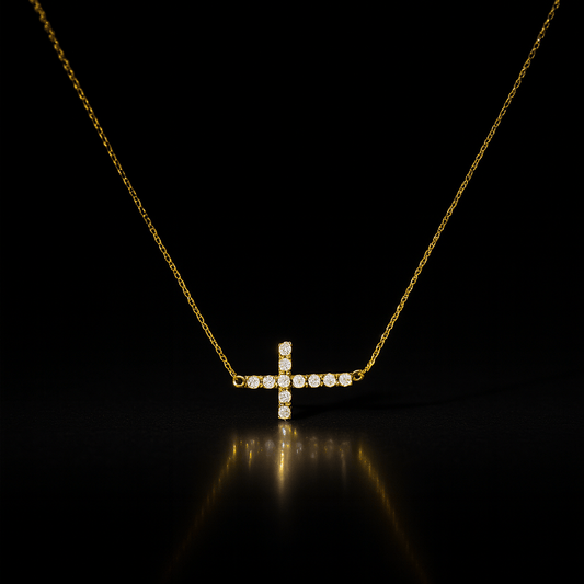 Maglina "Divine Grace" Necklace "Kreuz" Halskette, 18K vergoldeter Stahl - Maglina