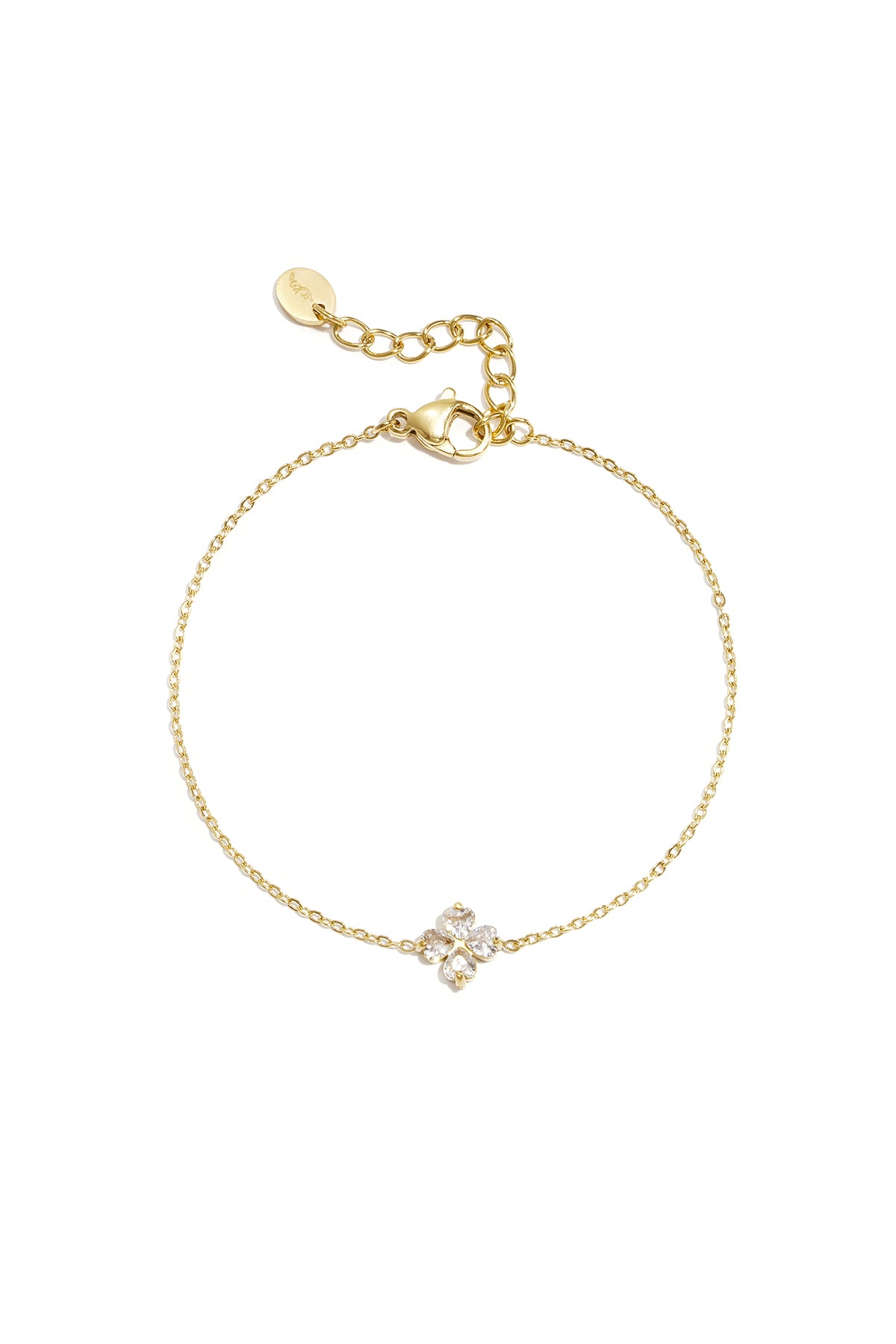 Lumière Clover Armband mit zartem Kleeblatt und funkelnden Zirkonia, eleganter Damenschmuck