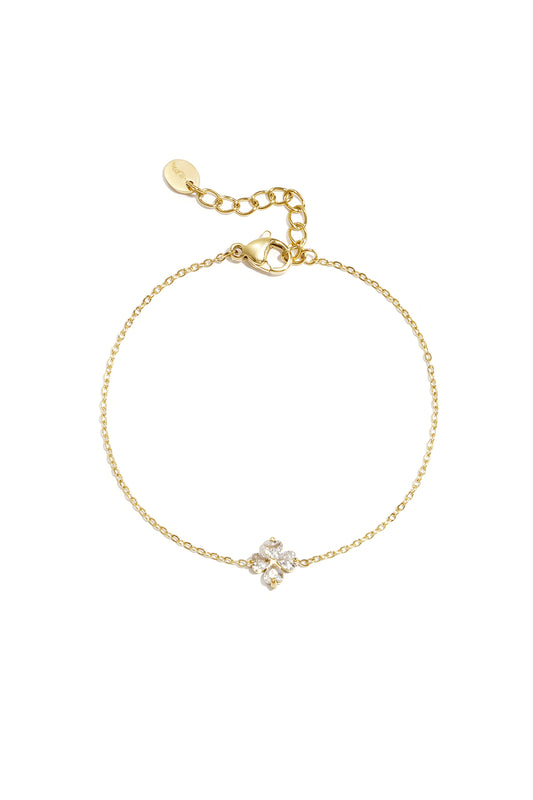 Lumière Clover Armband mit zartem Kleeblatt und funkelnden Zirkonia, eleganter Damenschmuck