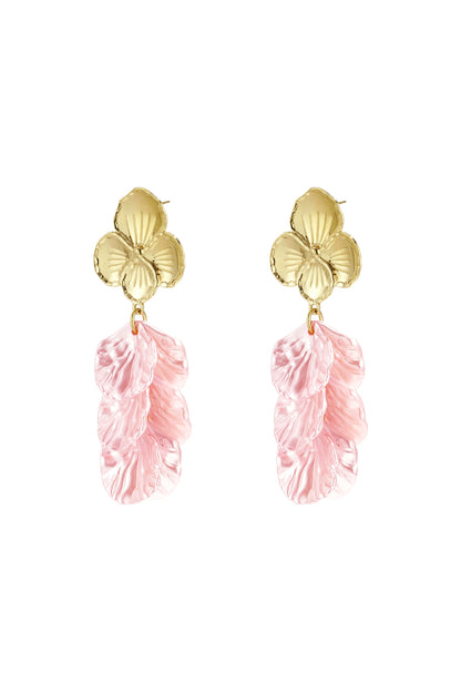 "Rosé Fleur" Statement Ohrringe – Blüten & Perlmutt-Design