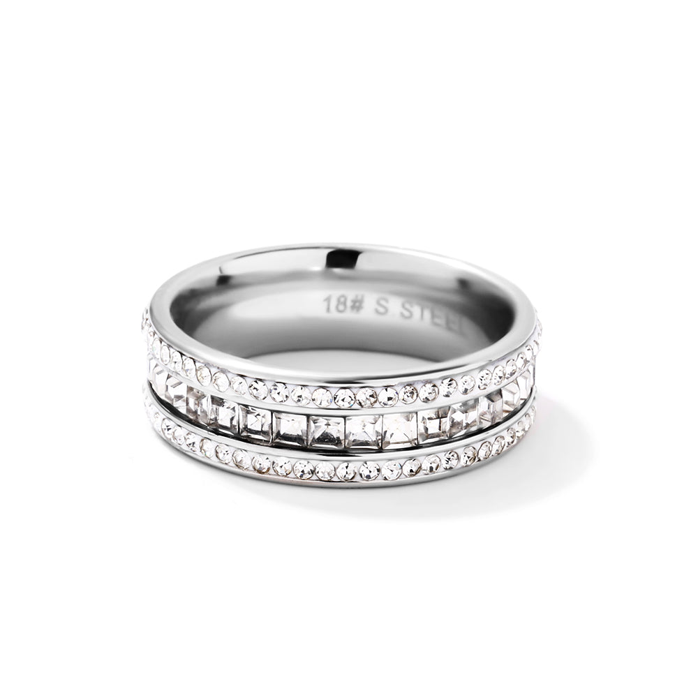 Maglina "Ultimate Shine" – Robuster Baguette-Schliff Ring, Weißgold-Plattierung