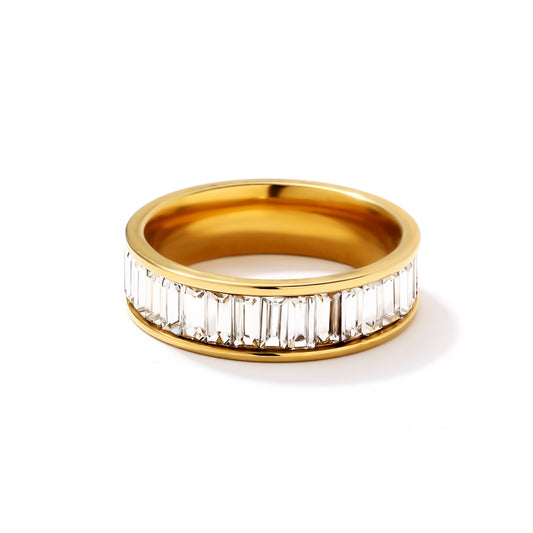 Maglina "Pure Elegance" – Baguette-Eternity-Ring aus Edelstahl