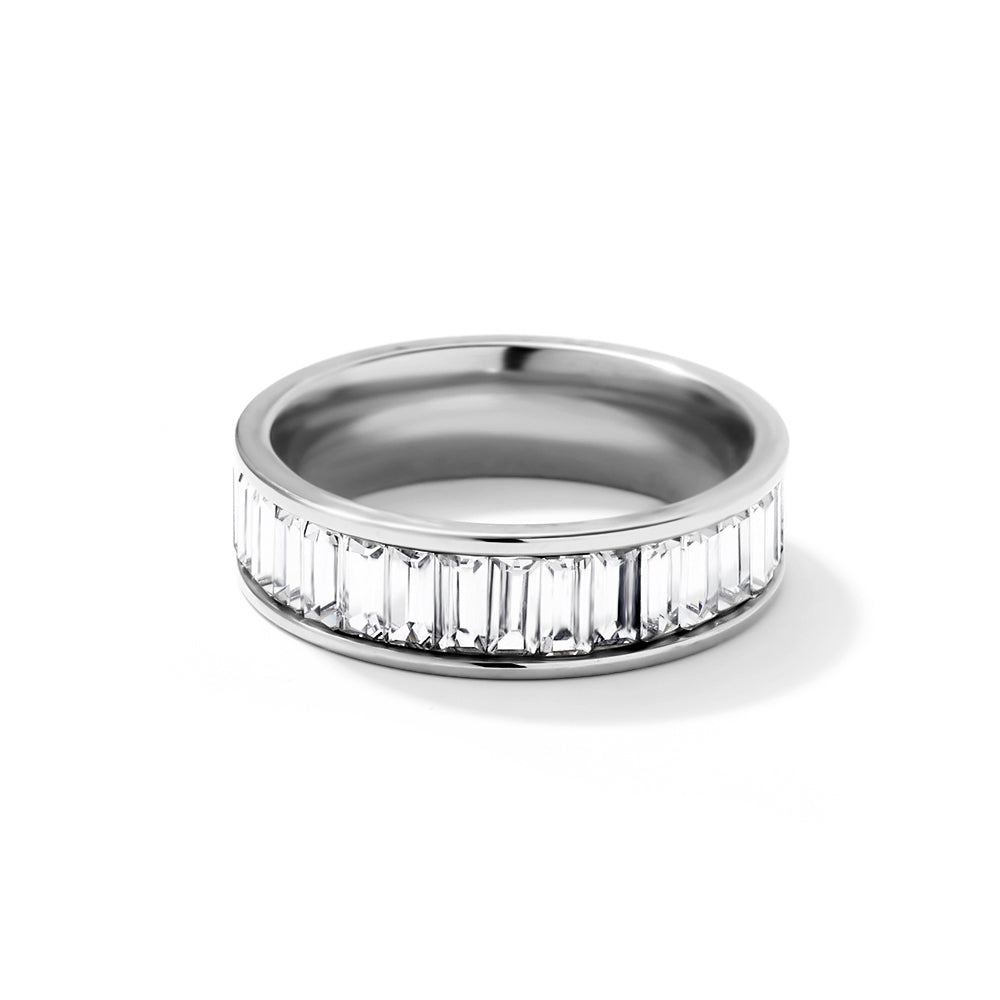 Maglina "Pure Elegance" – Baguette-Eternity-Ring aus Edelstahl