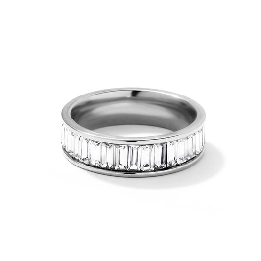 Maglina "Pure Elegance" – Baguette-Eternity-Ring aus Edelstahl