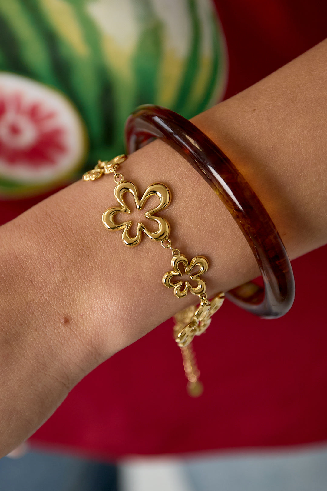 "Fleur Dorée" Armband – Elegantes Blumenarmband aus Edelstahl