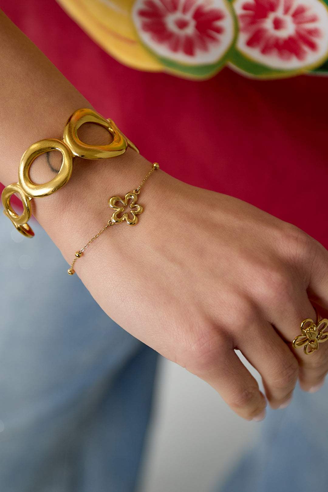 "Fleur Dorée" Armband – Elegantes Blumenarmband aus Edelstahl