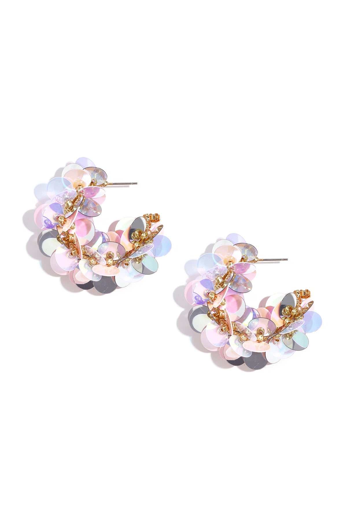 "Sunburst Bloom" Statement Ohrringe – Bunte Pailletten Creolen