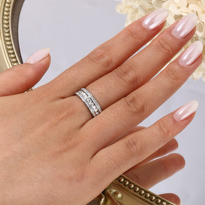 Maglina "Ultimate Shine" – Robuster Baguette-Schliff Ring, Weißgold-Plattierung