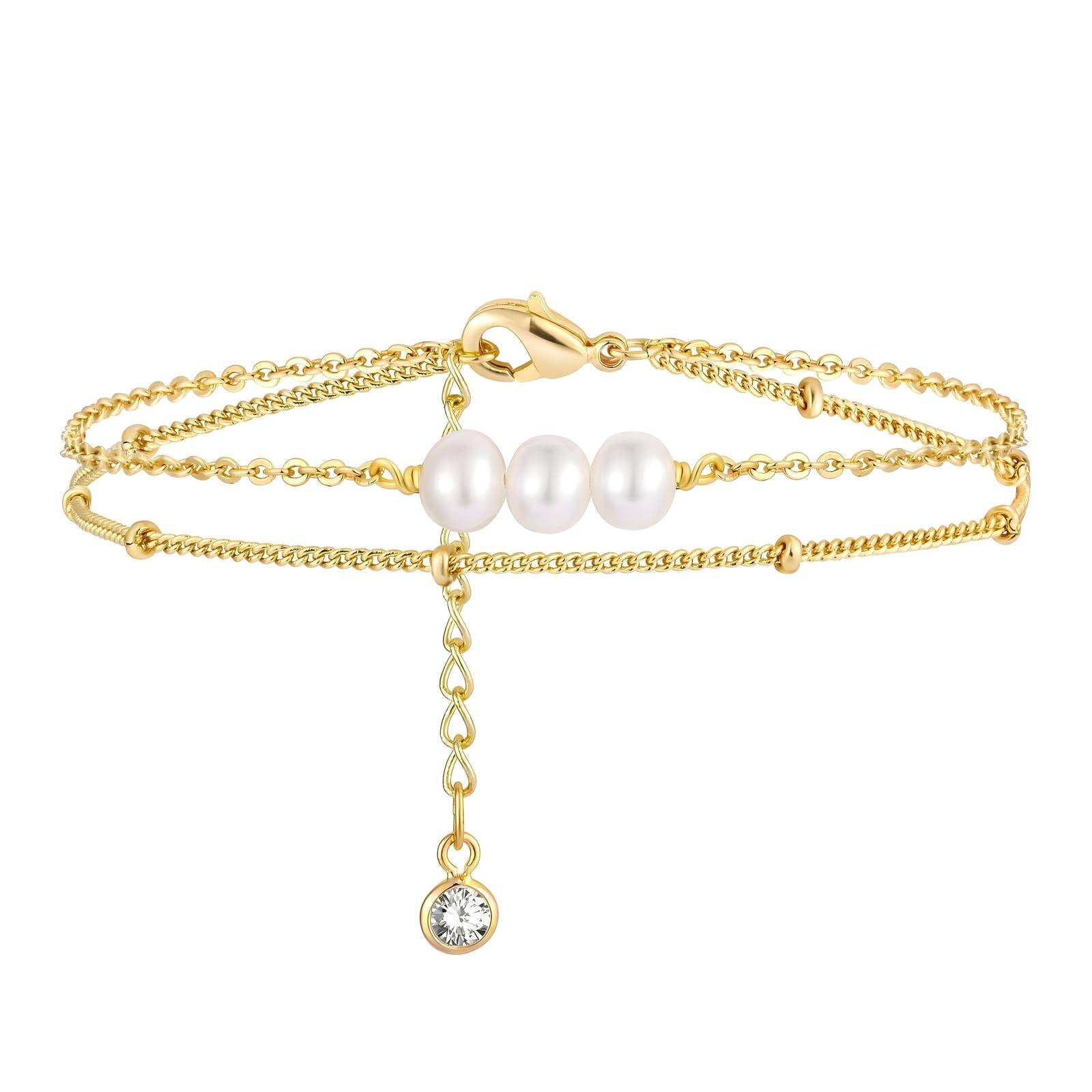 Maglina "Perle Douce" Bracelet, Armband, 18K vergoldeter Stahl