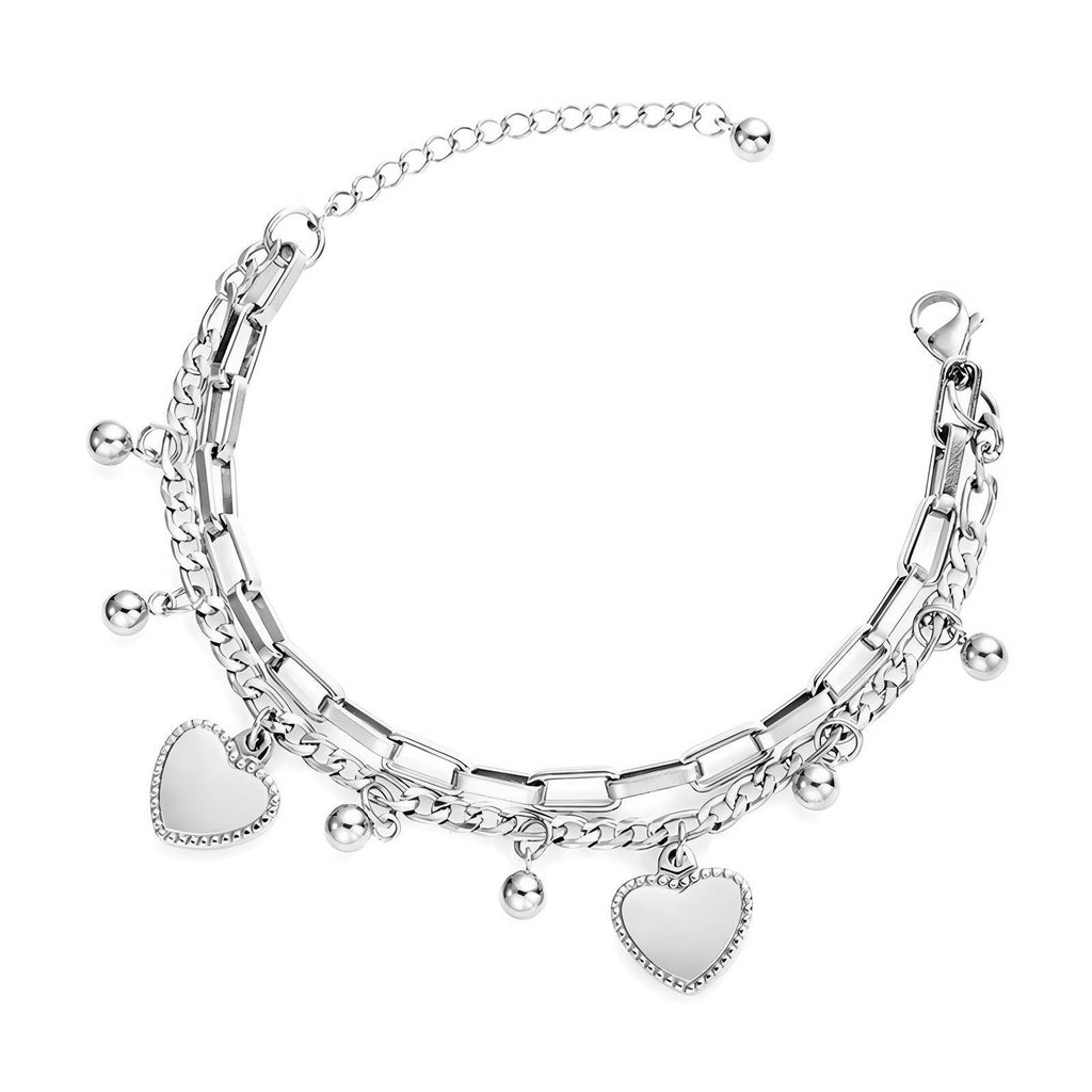 Maglina "Coeur Charme" Bracelet "Herzchen" Armband, Edelstahl