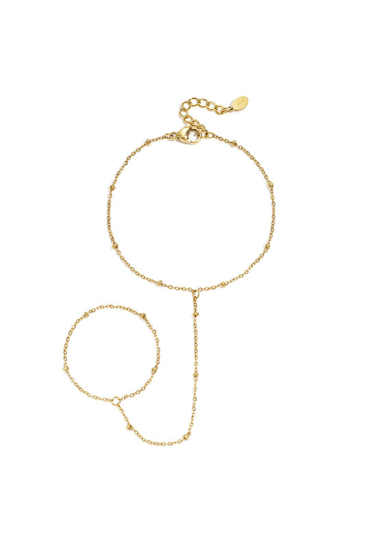 Lumière Hand Chain filigrane Edelstahlschmuck Handkette mit Fingerring elegant und minimalistisch