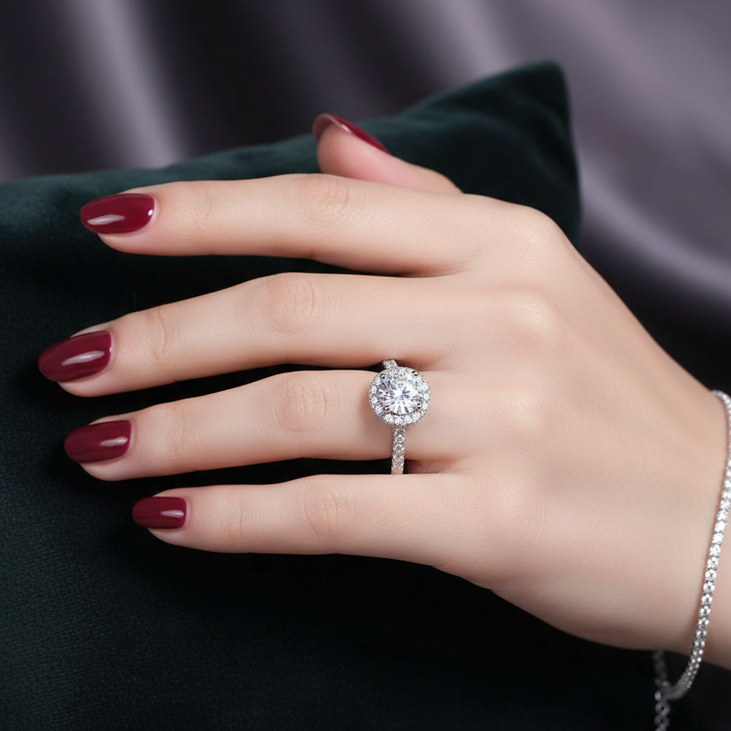 Ethereal Halo – Moissanit-Ring aus 925er Silber