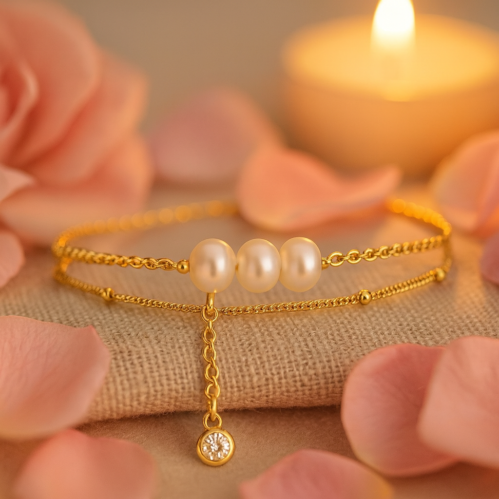 Maglina "Perle Douce" Bracelet, Armband, 18K vergoldeter Stahl