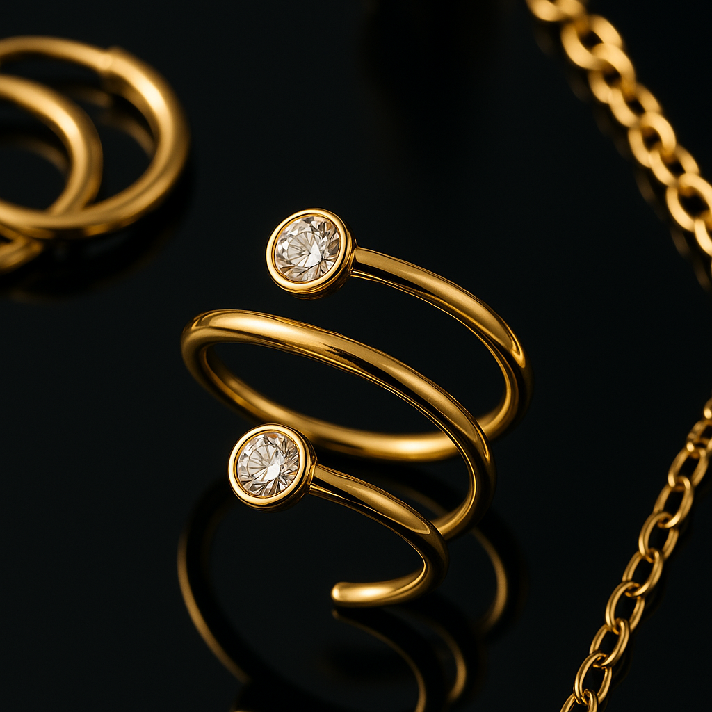 Maglina "Éclat Minimal" Ring, 18K vergoldeter Stahl