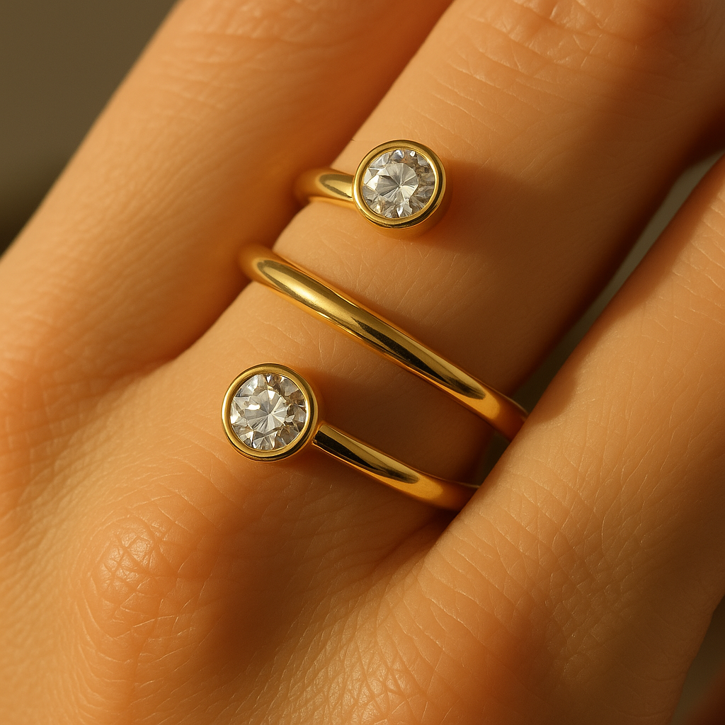 Maglina "Éclat Minimal" Ring, 18K vergoldeter Stahl