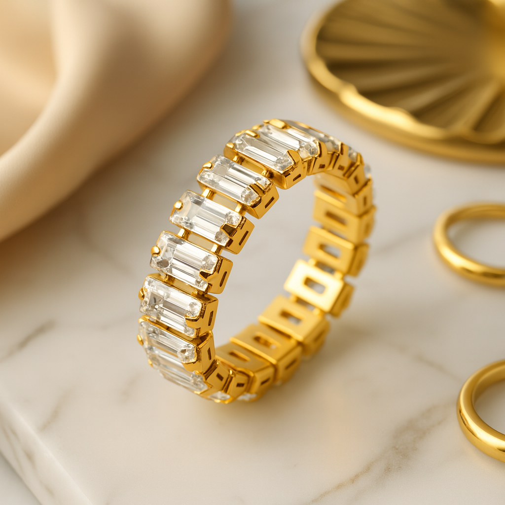 Maglina "Luxe Éternité" Ring, 18K vergoldeter Stahl