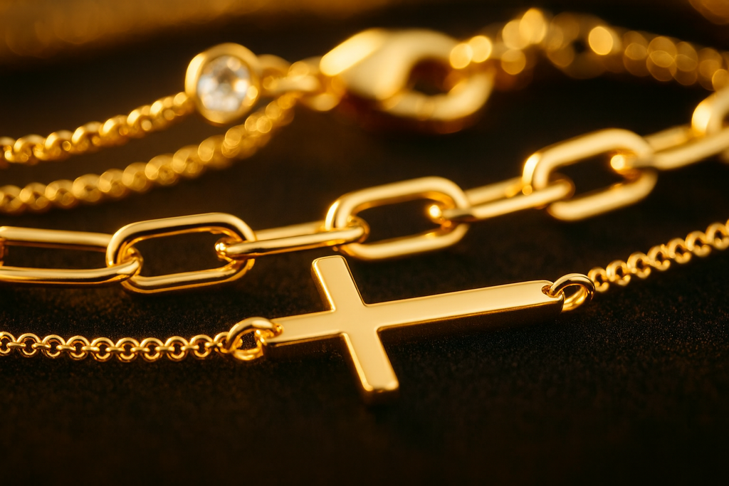 Maglina "Faith Élégante" Bracelet "Kreuz" Armband, 18K vergoldeter Stahl