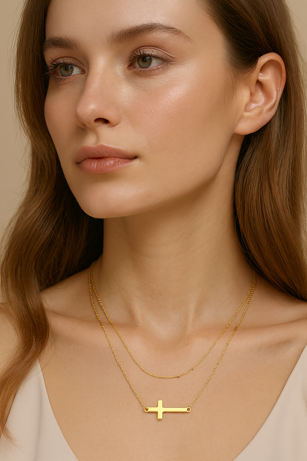 Maglina "Faith Douceur" Necklace	"Kreuz"  Halskette, 18K vergoldeter Stahl