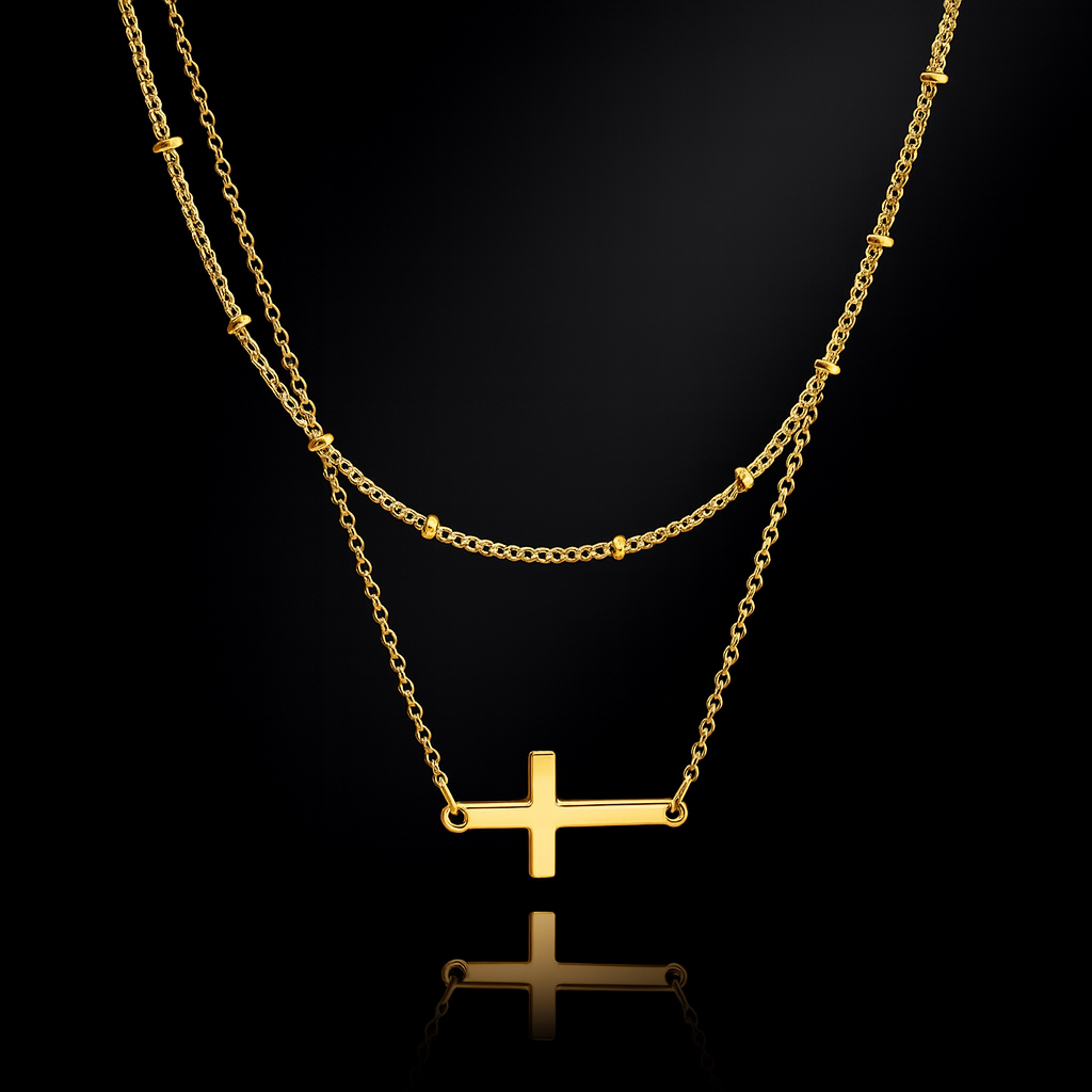 Maglina "Faith Douceur" Necklace "Cross" Necklace, 18K gold-plated steel