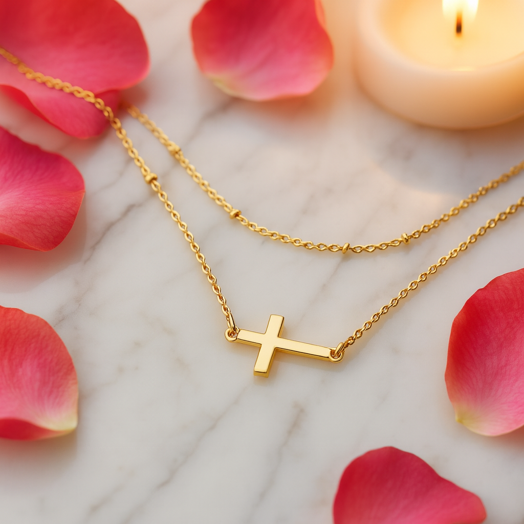 Maglina "Faith Douceur" Necklace	"Kreuz"  Halskette, 18K vergoldeter Stahl