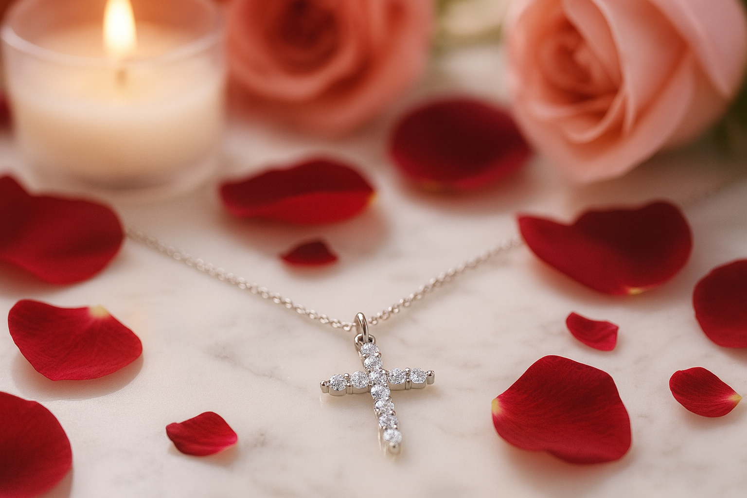 Maglina "Lumière Cross" Necklace	"Kreuz" Halskette, Edelstahl