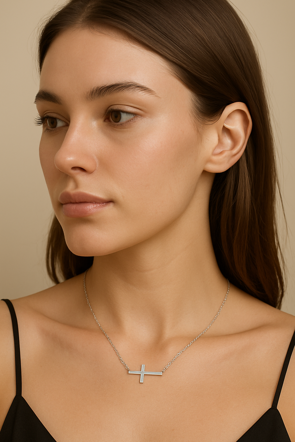 Maglina "Side Cross" Necklace	"Kreuz" Halskette, Edelstahl