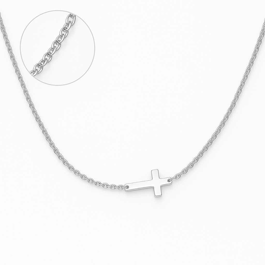 Maglina "Side Cross" Necklace	"Kreuz" Halskette, Edelstahl