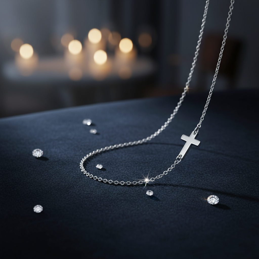 Maglina "Side Cross" Necklace	"Kreuz" Halskette, Edelstahl