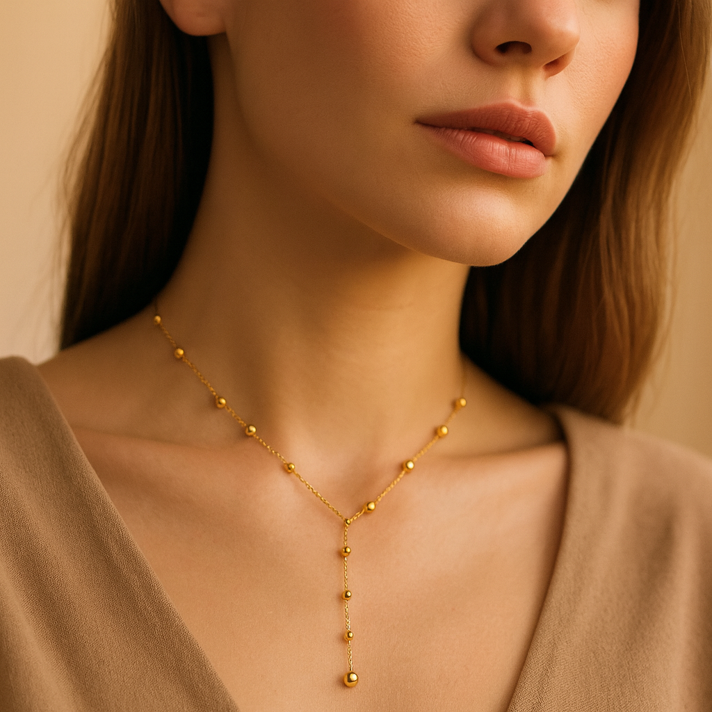 Maglina "Élégance Dorée" Necklace, Halskette, 18K vergoldeter Stahl