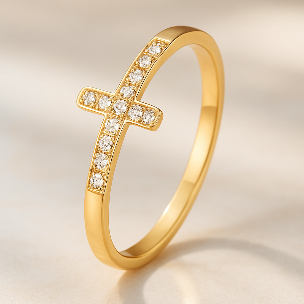 Maglina "Eternal Faith" Ring "Kreuz" 18K vergoldeter Stahl