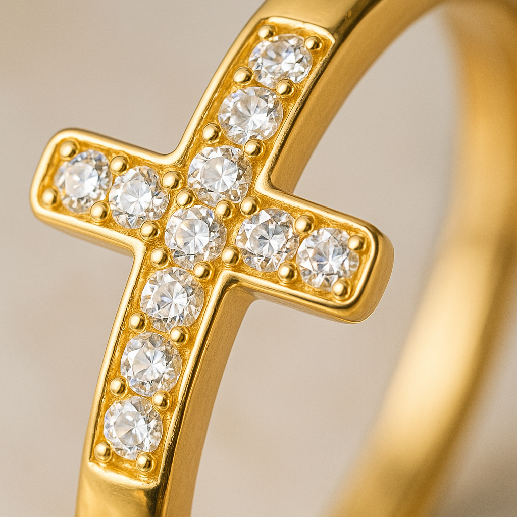 Maglina "Eternal Faith" Ring "Kreuz" 18K vergoldeter Stahl