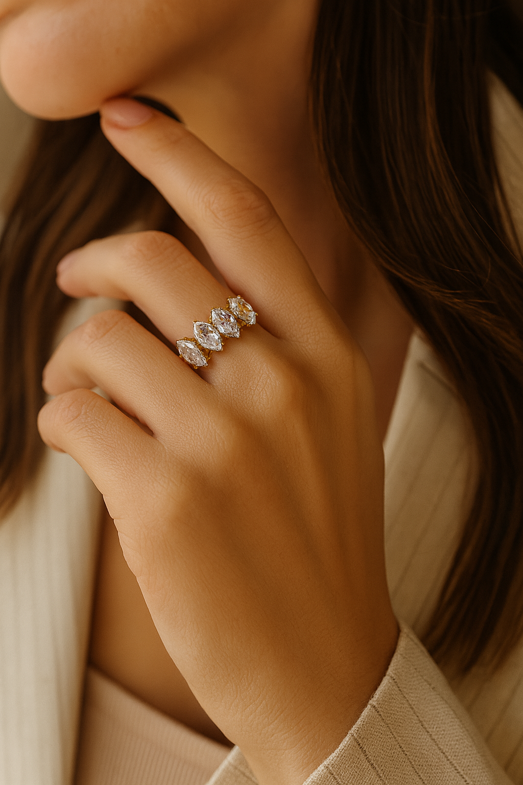 Maglina "Éclat Royale" Ring, 18K vergoldeter Stahl