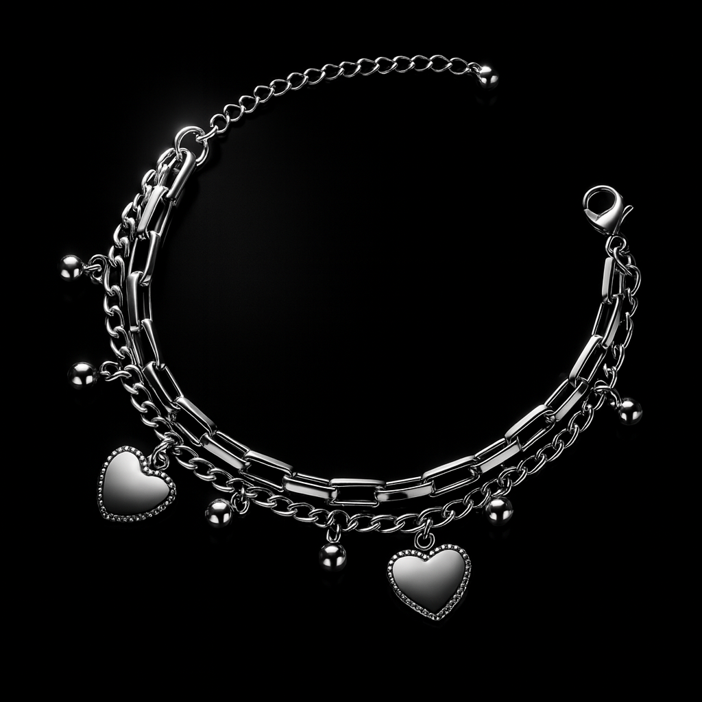 Maglina "Coeur Charme" Bracelet "Herzchen" Armband, Edelstahl