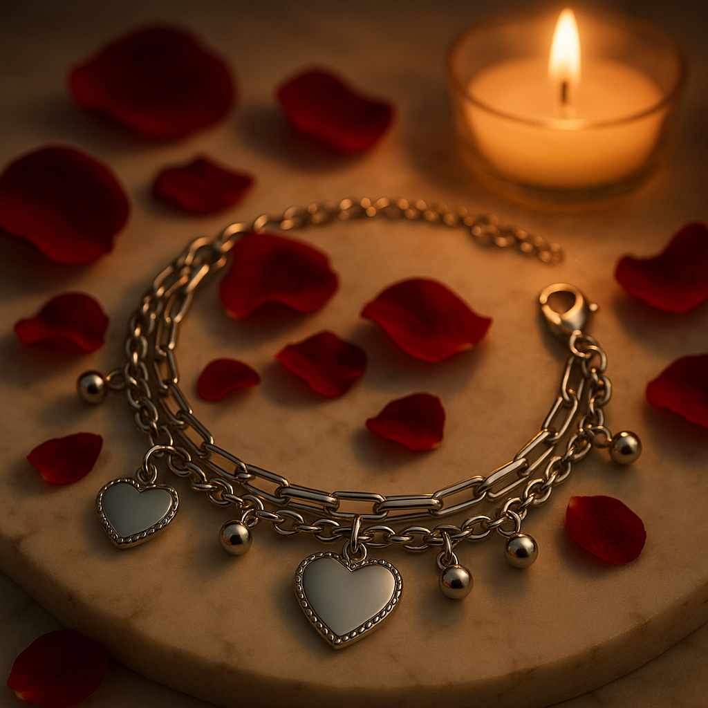 Maglina "Coeur Charme" Bracelet "Herzchen" Armband, Edelstahl