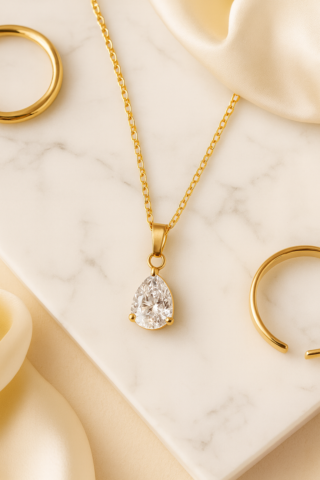 Maglina "Larme d'Or" Necklace, necklace, 18K gold-plated steel