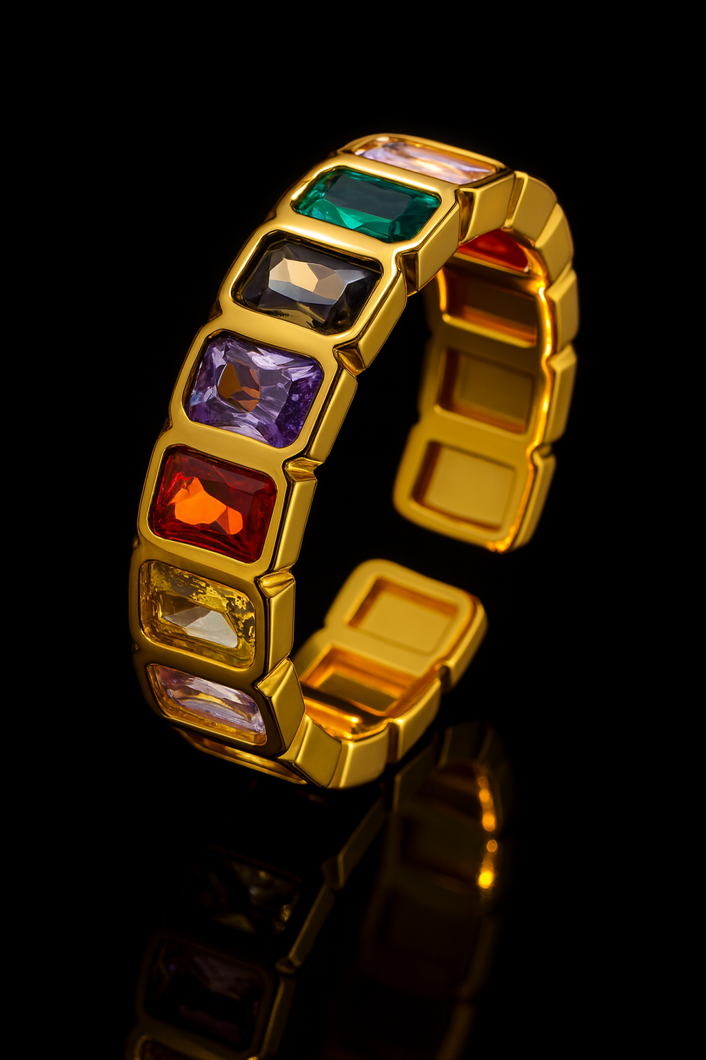 Maglina "Couleurs de Luxe" ring, 18K gold-plated steel