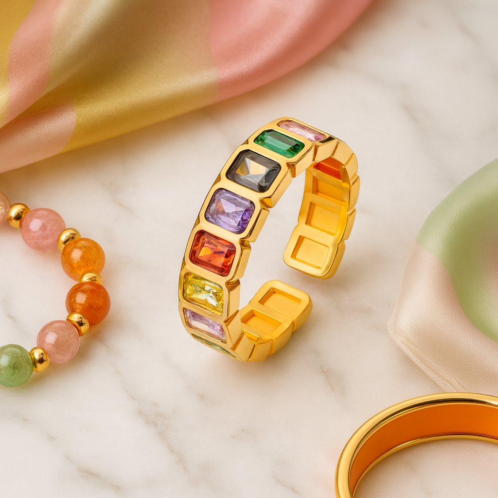 Maglina "Couleurs de Luxe" ring, 18K gold-plated steel