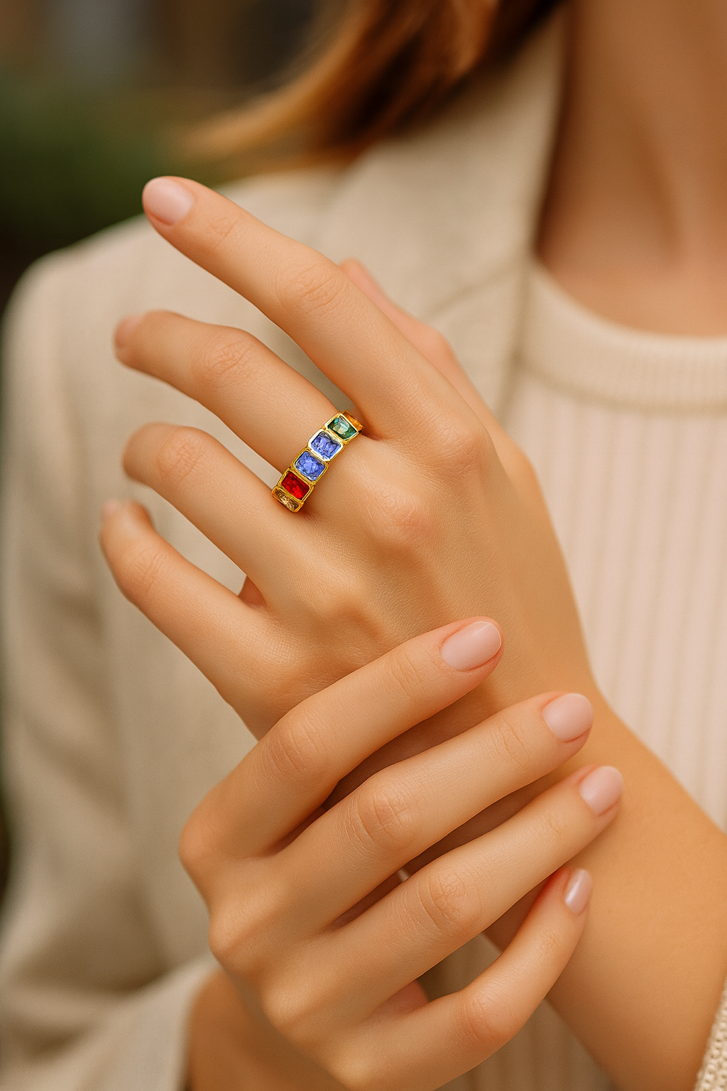 Maglina "Couleurs de Luxe" Ring, 18K vergoldeter Stahl