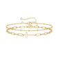Maglina Faith Élégante 2-teiliges vergoldetes Armband-Set Damen mit Kreuz, Paperclip- und Kugelkette, verstellbar, wasserfest