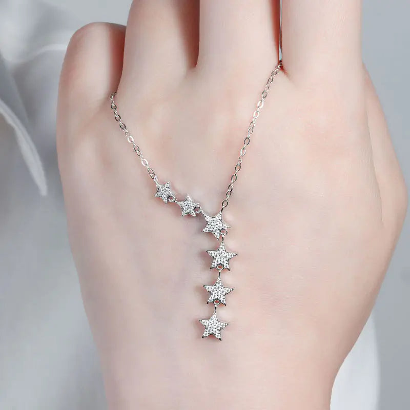 Starry Night – Elegante Sternen-Halskette aus 925 Silber