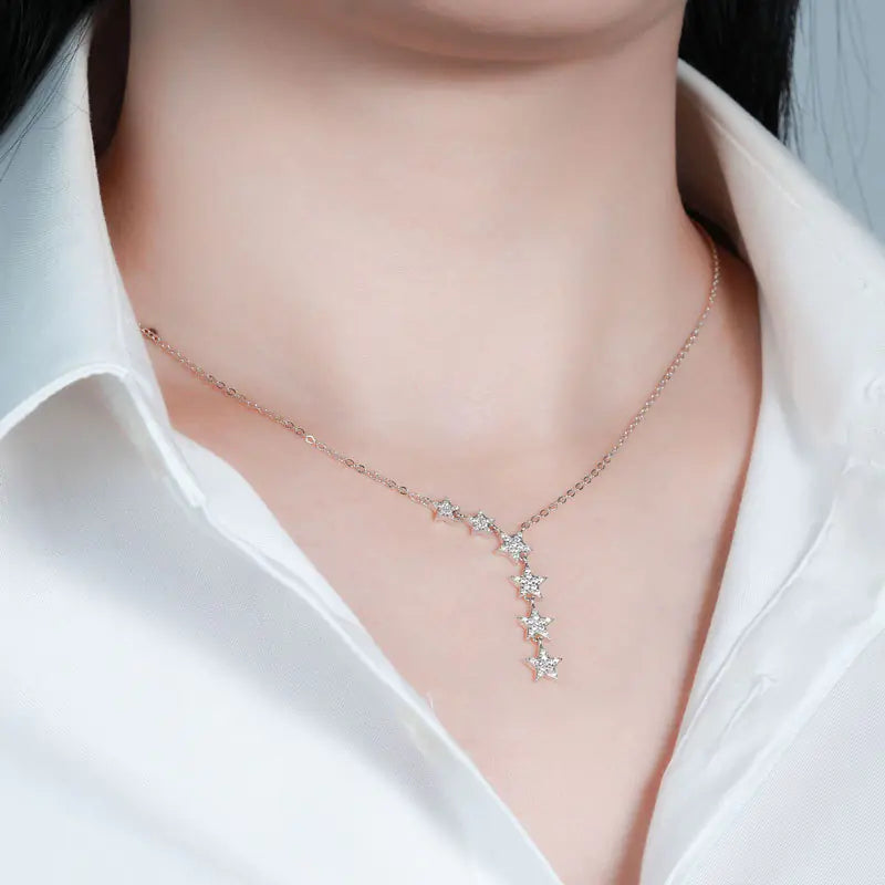 Starry Night – Elegante Sternen-Halskette aus 925 Silber