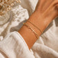 Maglina Faith Élégante Armband Set Damen Gold – 2-teiliges Armband mit Kreuz, Paperclip- & Kugelkette, 18K vergoldeter Edelstahl, Verstellbar 16-21 cm, Wasserfest