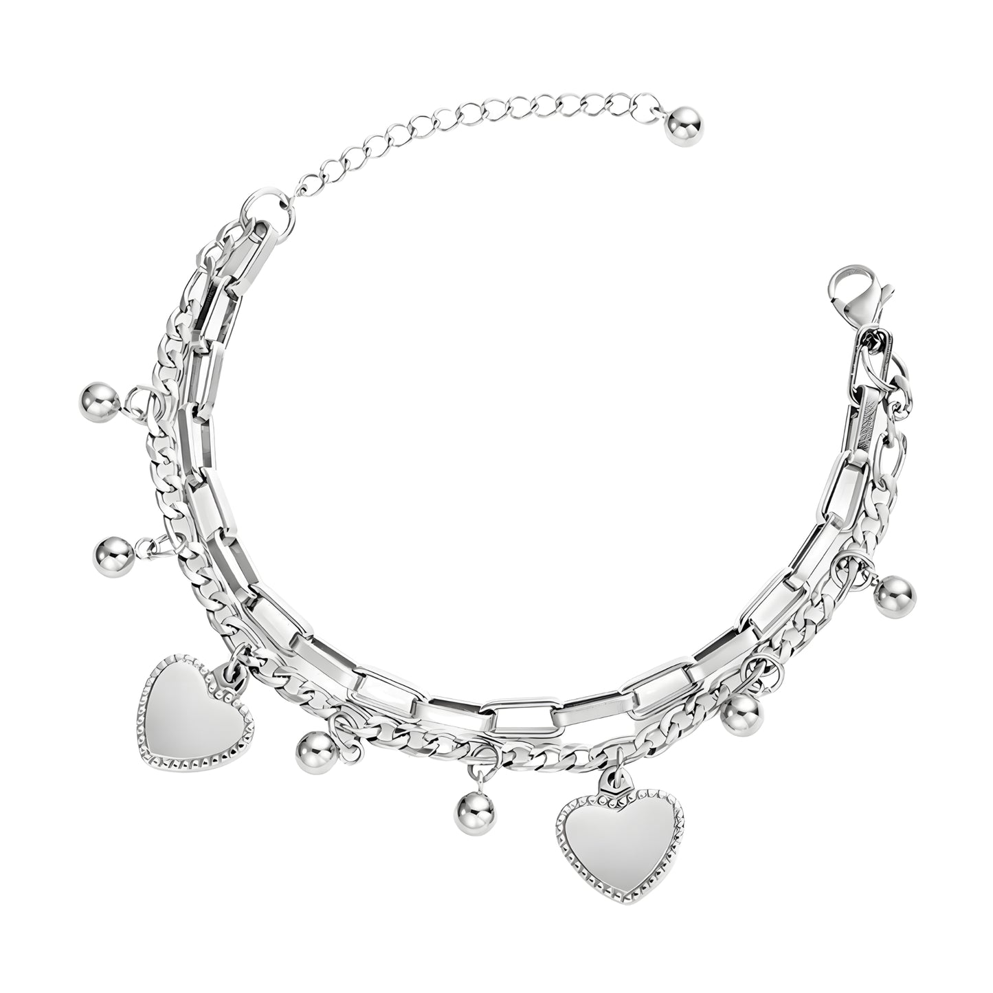 Maglina "Coeur Charme" Armband – Elegantes Herz-Armband mit Anhängern aus Edelstahl