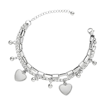 Maglina "Coeur Charme" Armband – Elegantes Herz-Armband mit Anhängern aus Edelstahl