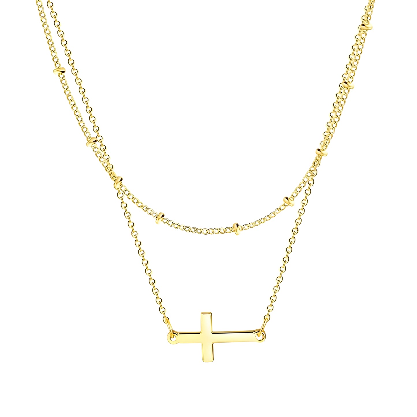 Faith Douceur – Doppellagige Kreuz-Halskette
