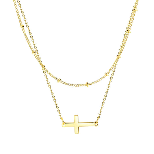 Faith Douceur – Doppellagige Kreuz-Halskette