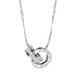 Elegante Doppelring Halskette Éternité Roma mit Zirkonia und römischen Ziffern, symbolisch für Ewigkeit und Stärke.