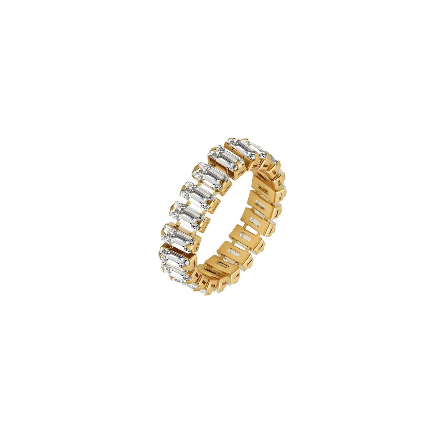 Maglina Luxe Éternité Ring 18K goldplattiert mit rechteckigen Zirkonia und elegantem Eternity-Design