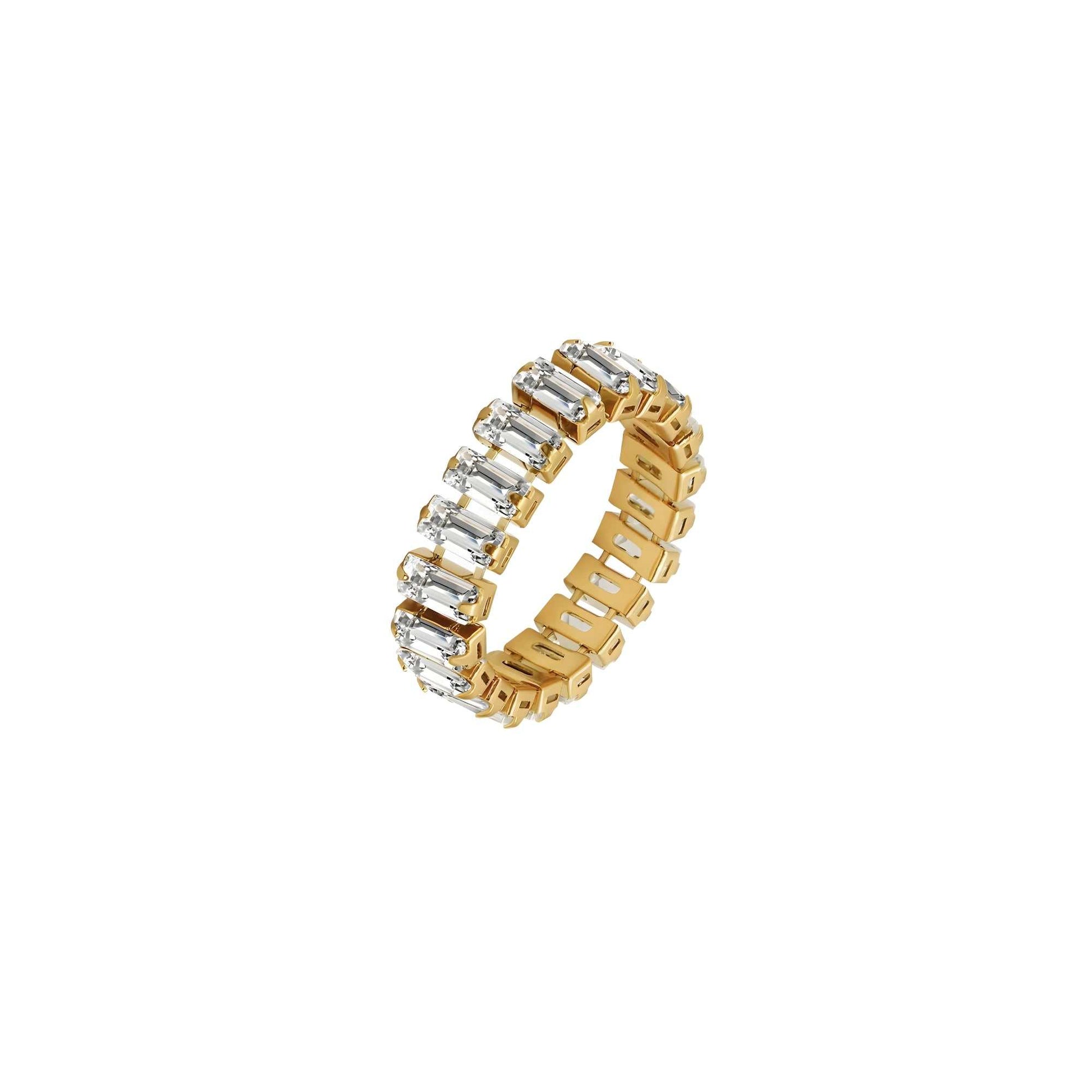 Maglina Luxe Éternité Ring 18K goldplattiert mit rechteckigen Zirkonia und elegantem Eternity-Design